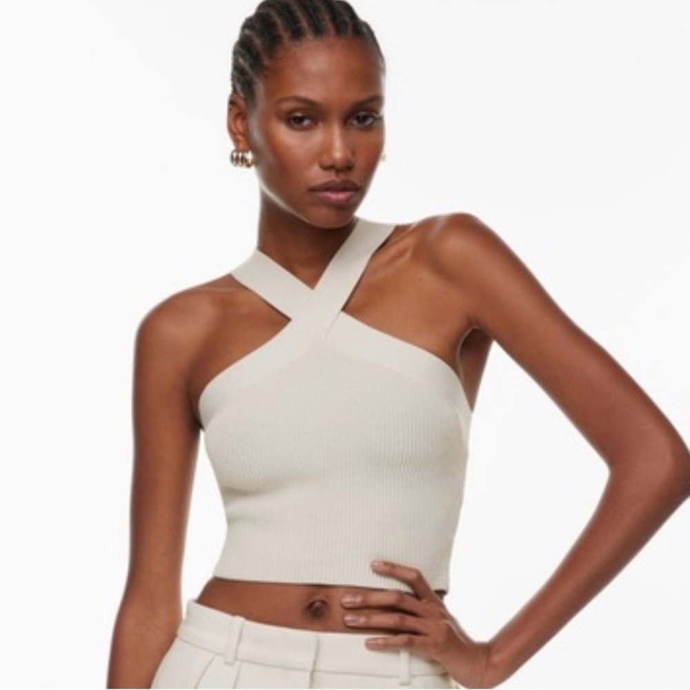 Babaton Sculpt Knit Criss Cross Cropped Tank XS Aritzia Crop Top